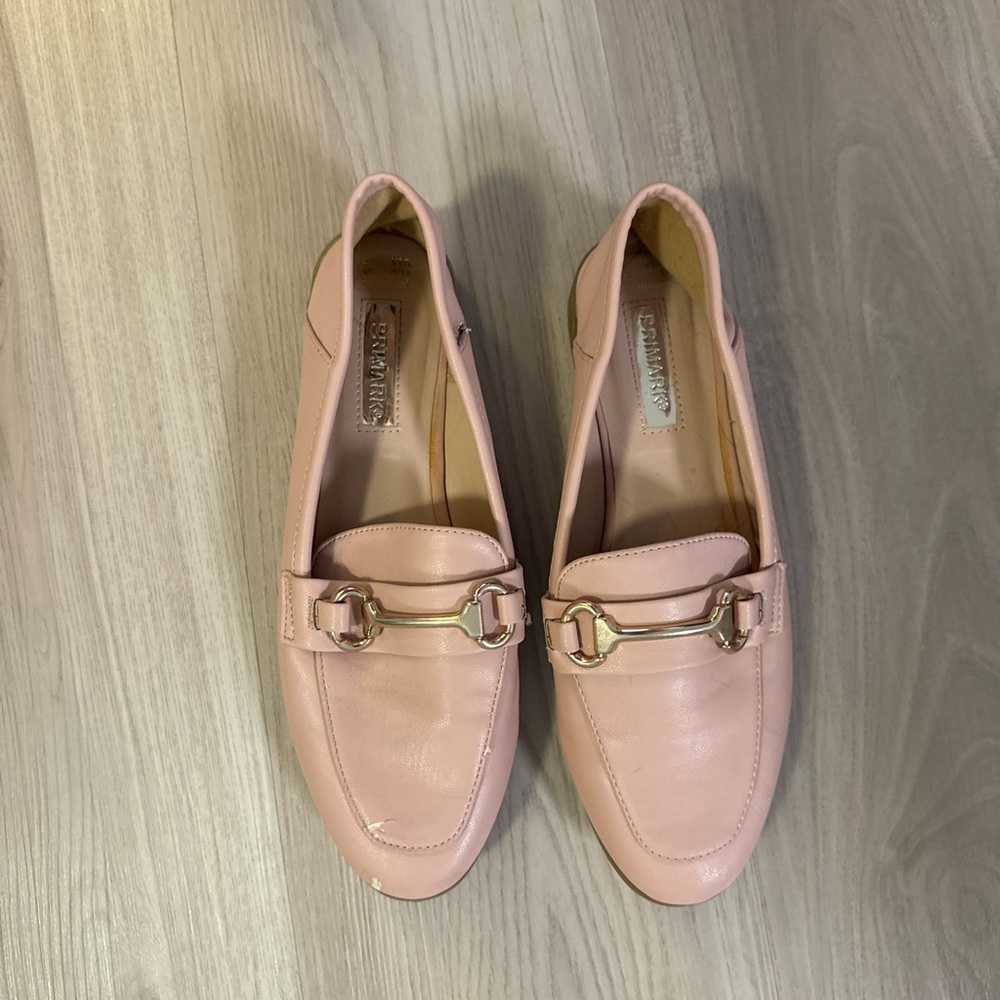 Primark Pink Loafers with Gold Accent